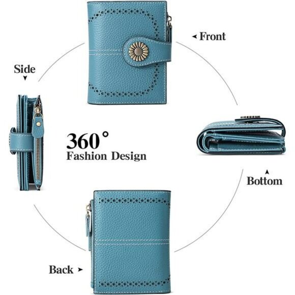 Sendefn Small Leather Wallet Women RFID Bifold Card Holder Zipper Coin Purse - Picture 4 of 7